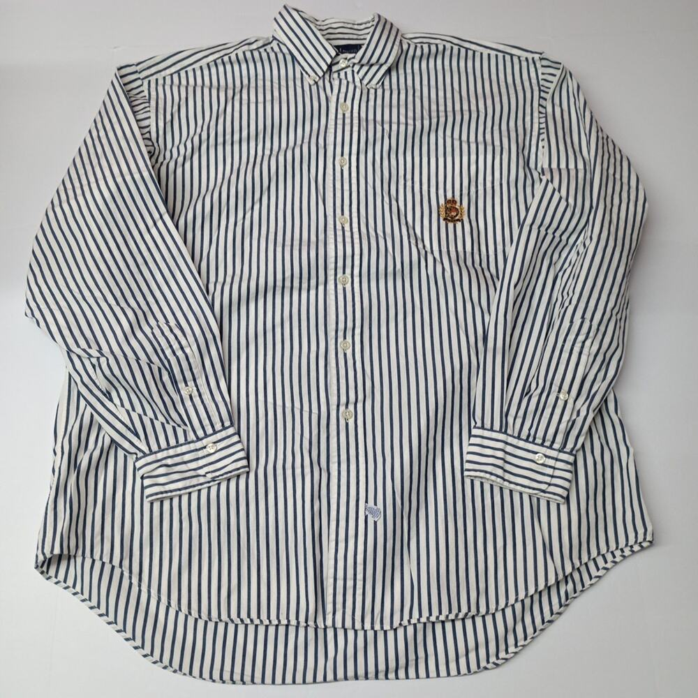 Vintage Polo Ralph Lauren Striped Blue/White Shirt Size XL